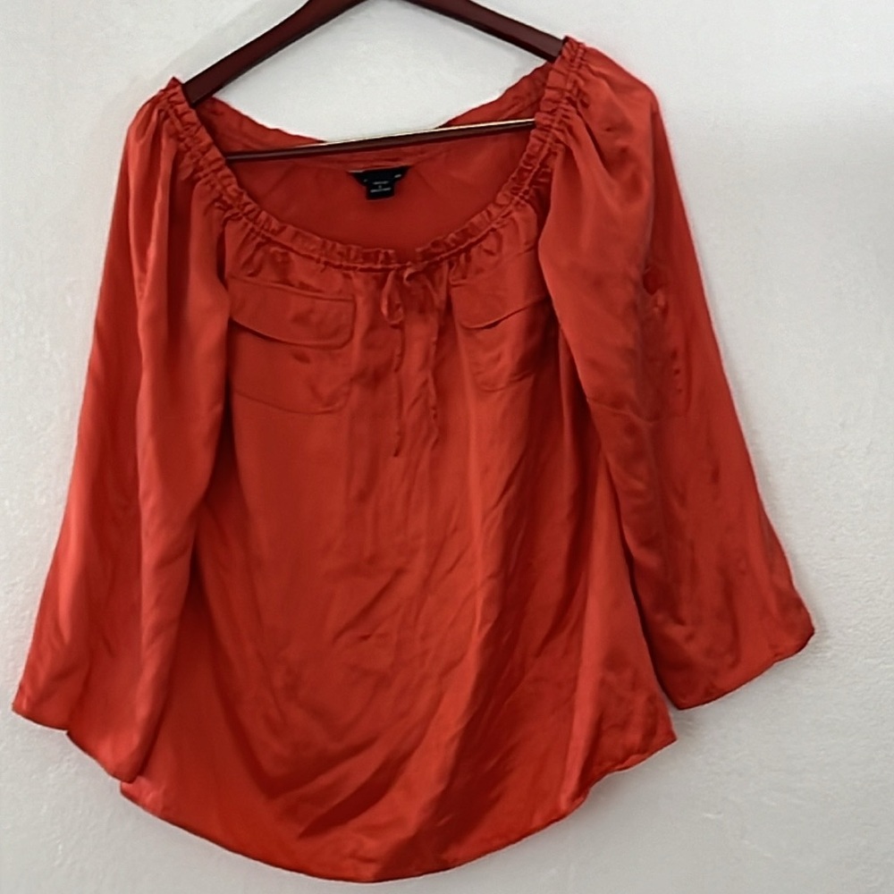 Moda International Blouse, Rusted Red, Large - Picture 1 of 11